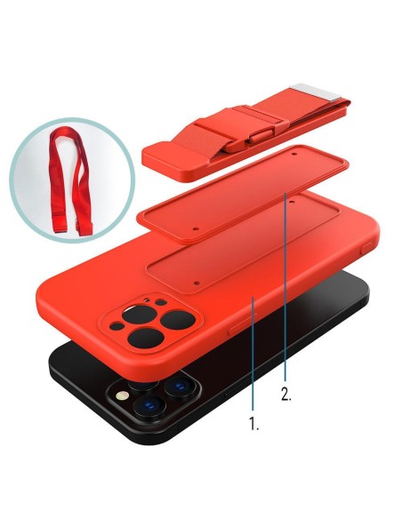 Virvės dėklas, silikoninis dėklas su rankinės dirželiu, skirtas Samsung Galaxy A33 5G Red