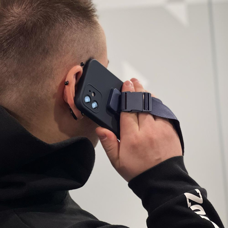 Virvės dėklas, silikoninis dėklas su rankinės dirželiu, skirtu Samsung Galaxy A13 5G tamsiai mėlynai