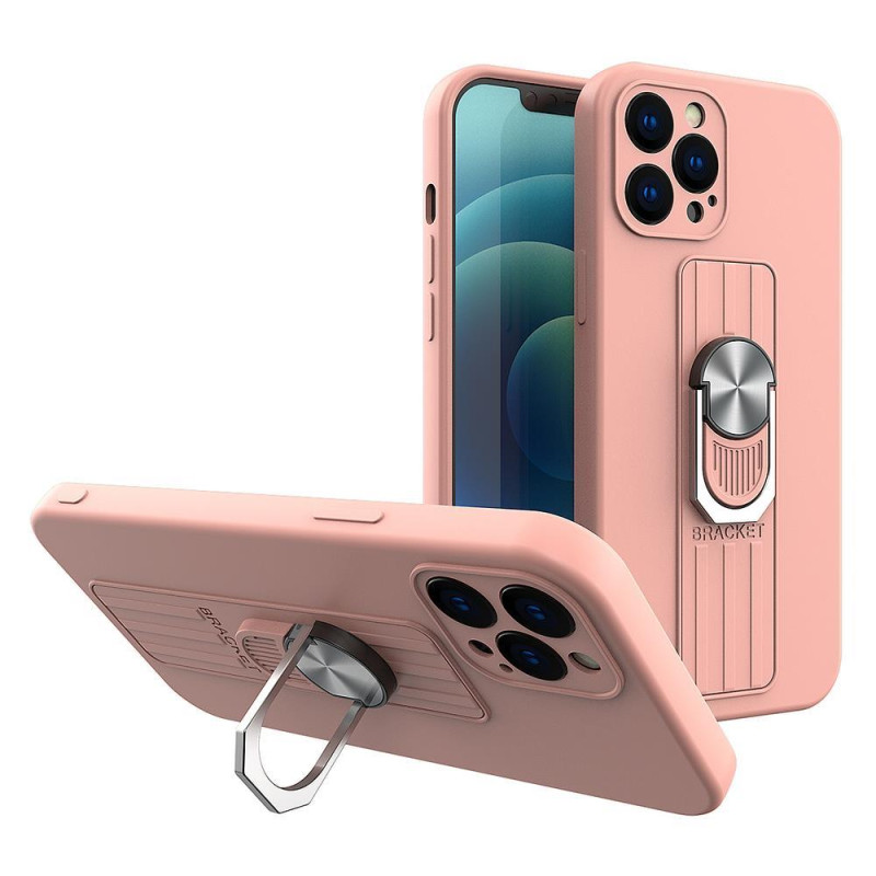 Ring Case silikoninis dėklas su laikikliu pirštui ir stovu Samsung Galaxy A73 rožiniam Ring Case silikoninis dėklas su laikikliu pirštui ir stovu Samsung Galaxy A73 rožiniam