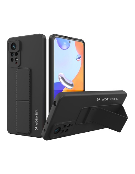 Wozinsky Kickstand Case silikoninis dėklas su stovu, skirtas Xiaomi Redmi Note 11 Pro Black