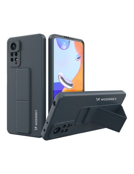 Wozinsky Kickstand Case silikoninis dėklas su stovu, skirtas Xiaomi Redmi Note 11 Pro tamsiai mėlynas