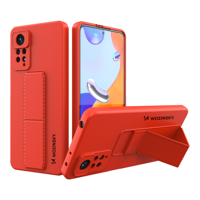 Wozinsky Kickstand Case silikoninis dėklas su stovu, skirtas Xiaomi Redmi Note 11 Pro Red Wozinsky Kickstand Case silikoninis dėklas su stovu, skirtas Xiaomi Redmi Note 11 Pro Red