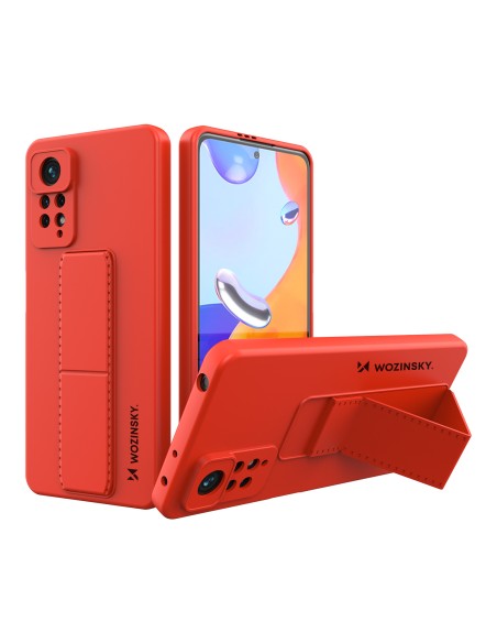 Wozinsky Kickstand Case silikoninis dėklas su stovu, skirtas Xiaomi Redmi Note 11 Pro Red