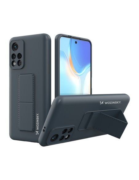 Wozinsky Kickstand Case silikoninis dėklas su stovo dangteliu, skirtas Xiaomi Poco M4 Pro 5G tamsiai mėlynai