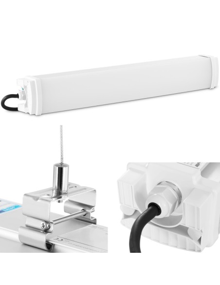 Lempos šviestuvas LED vandeniui atsparus hermetiškas dirbtuvių sandėliui IP65 2200 lm 60 cm 20 W Lempos šviestuvas LED vandeniui atsparus hermetiškas dirbtuvių sandėliui IP65 2200 lm 60 cm 20 W
