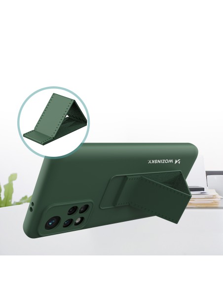 Wozinsky Kickstand Case silikoninis dėklas su stovu, skirtas Xiaomi Poco M4 Pro 5G Red