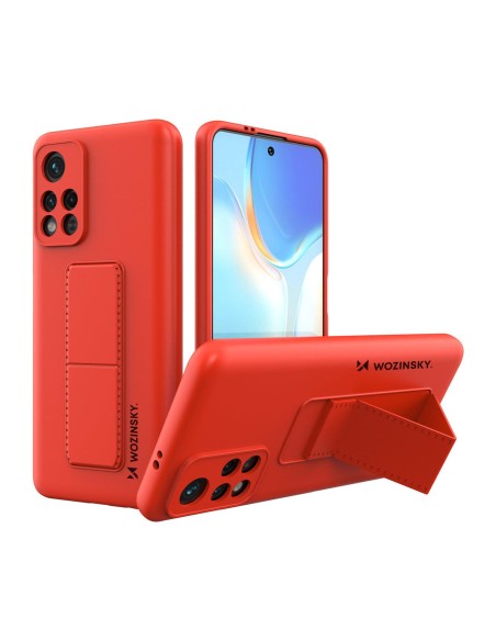 Wozinsky Kickstand Case silikoninis dėklas su stovu Xiaomi Redmi 10 red