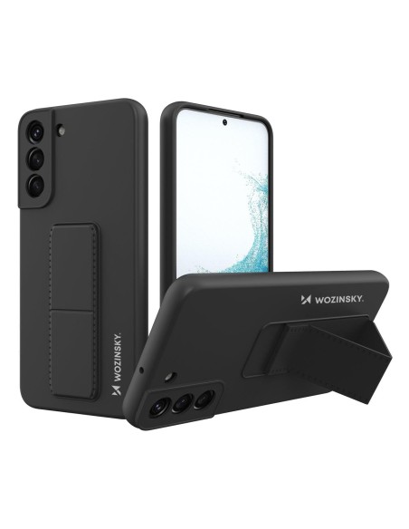 Wozinsky Kickstand Case silikoninis dėklas su stovu Samsung Galaxy S22+ juodas
