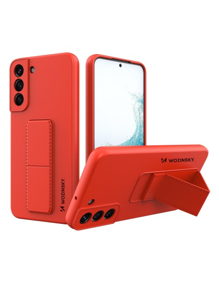 Wozinsky Kickstand Case silikoninis dėklas su stovu Samsung Galaxy S22+ raudonas