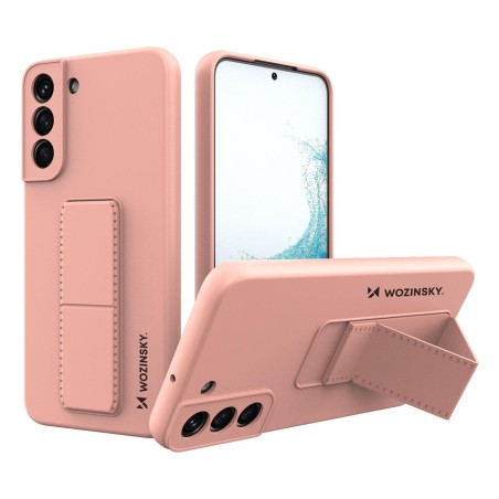 Wozinsky Kickstand Case silikoninis dėklas su stovu Samsung Galaxy S22+ rožinės spalvos