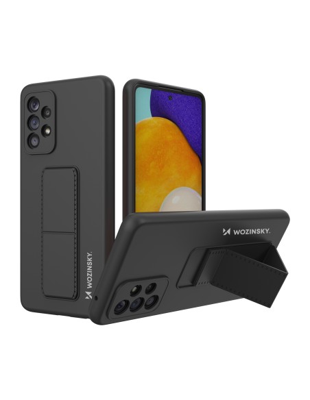 Wozinsky Kickstand Case silikoninis dėklas su stovu Samsung Galaxy A73 juodas