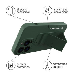 Wozinsky Kickstand Case silikoninis dėklas su stovu Samsung Galaxy A73 juodas