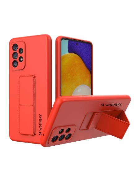 Wozinsky Kickstand Case silikoninis dėklas su stovu Samsung Galaxy A73 raudonas