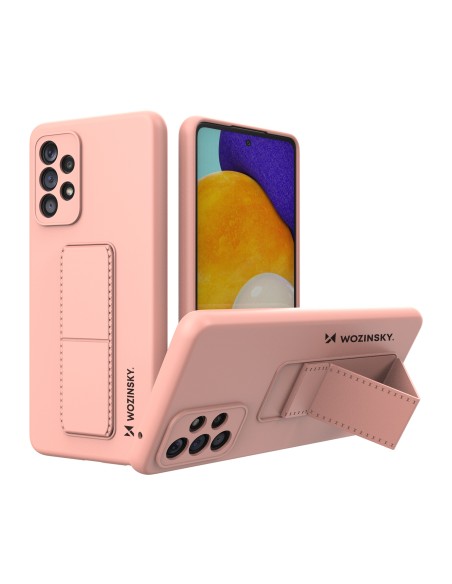 Wozinsky Kickstand Case silikoninis dėklas su stovu Samsung Galaxy A73 rožinės spalvos