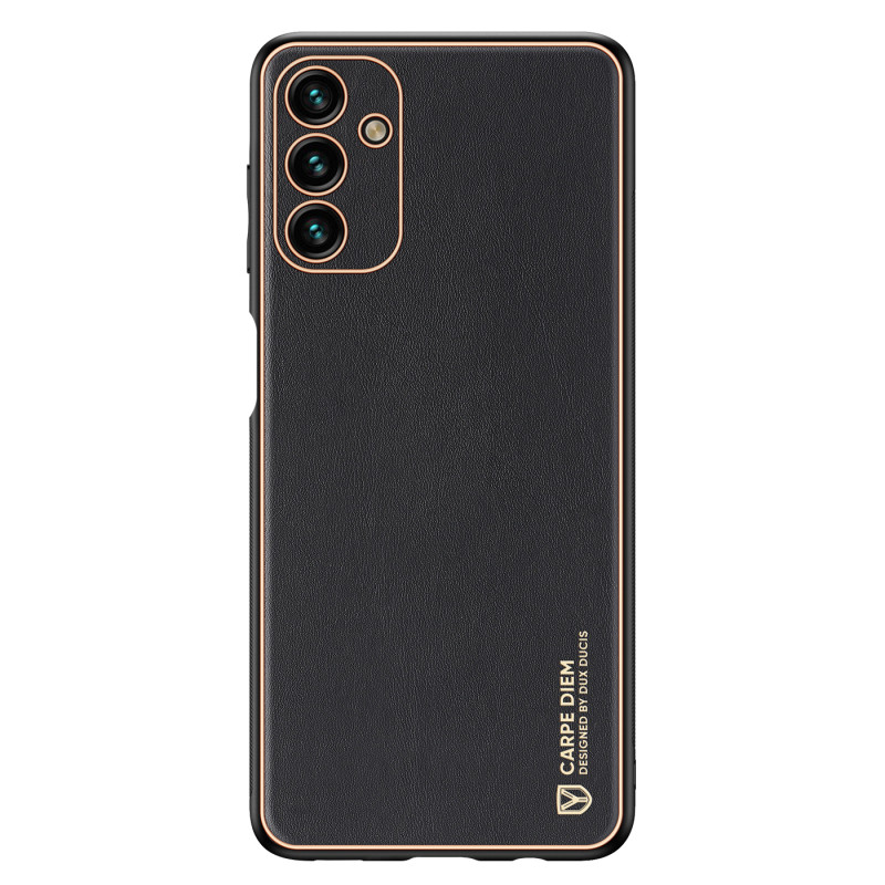 Dux Ducis Yolo elegantiškas dėklas su ekologiškos odos dangteliu, skirtas Samsung Galaxy A13 5G juodas
