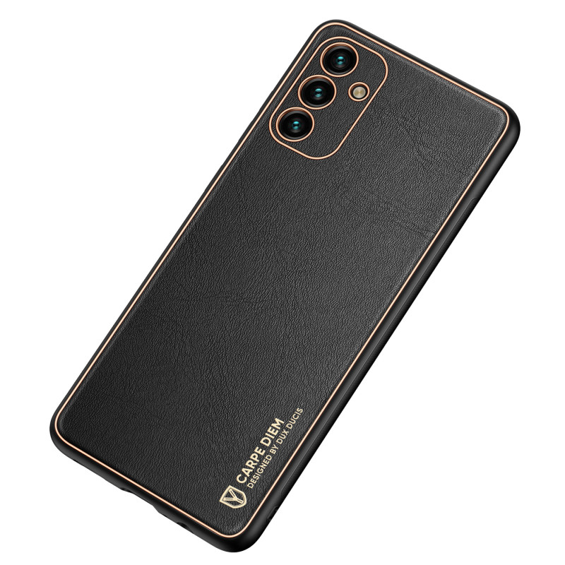 Dux Ducis Yolo elegantiškas dėklas su ekologiškos odos dangteliu, skirtas Samsung Galaxy A13 5G juodas