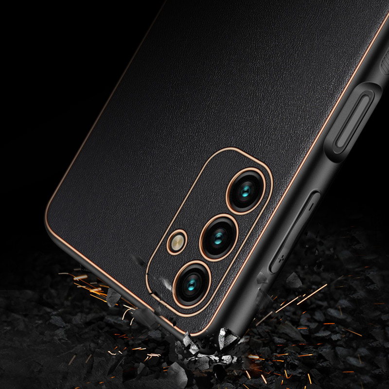 Dux Ducis Yolo elegantiškas dėklas su ekologiškos odos dangteliu, skirtas Samsung Galaxy A13 5G juodas
