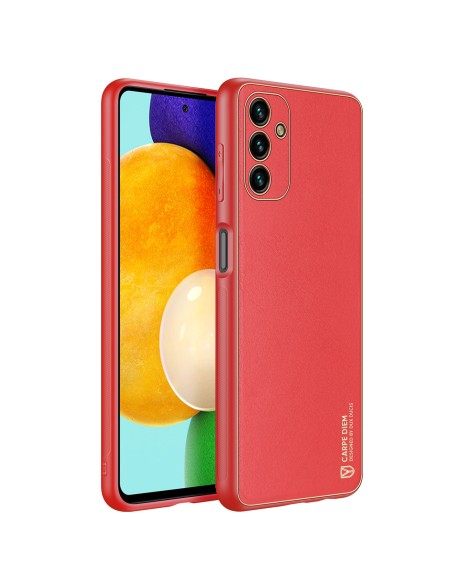 Dux Ducis Yolo elegantiškas dėklo dangtelis pagamintas iš ekologiškos odos, skirtas Samsung Galaxy A13 5G raudonai Dux Ducis Yolo elegantiškas dėklo dangtelis pagamintas iš ekologiškos odos, skirtas Samsung Galaxy A13 5G raudonai
