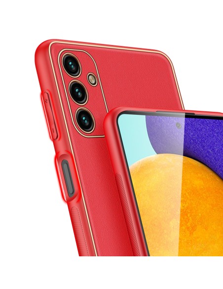 Dux Ducis Yolo elegantiškas dėklo dangtelis pagamintas iš ekologiškos odos, skirtas Samsung Galaxy A13 5G raudonai Dux Ducis Yolo elegantiškas dėklo dangtelis pagamintas iš ekologiškos odos, skirtas Samsung Galaxy A13 5G raudonai