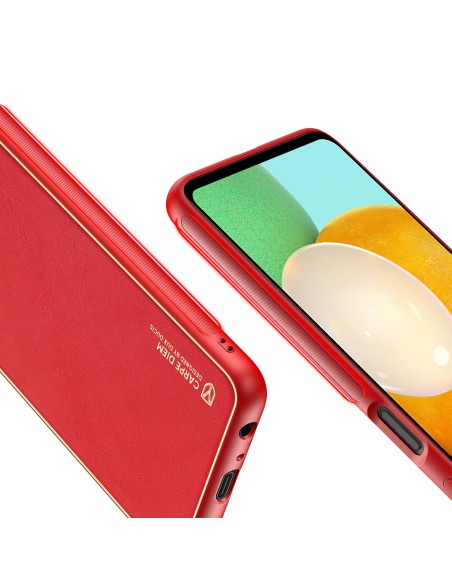 Dux Ducis Yolo elegantiškas dėklo dangtelis pagamintas iš ekologiškos odos, skirtas Samsung Galaxy A13 5G raudonai Dux Ducis Yolo elegantiškas dėklo dangtelis pagamintas iš ekologiškos odos, skirtas Samsung Galaxy A13 5G raudonai