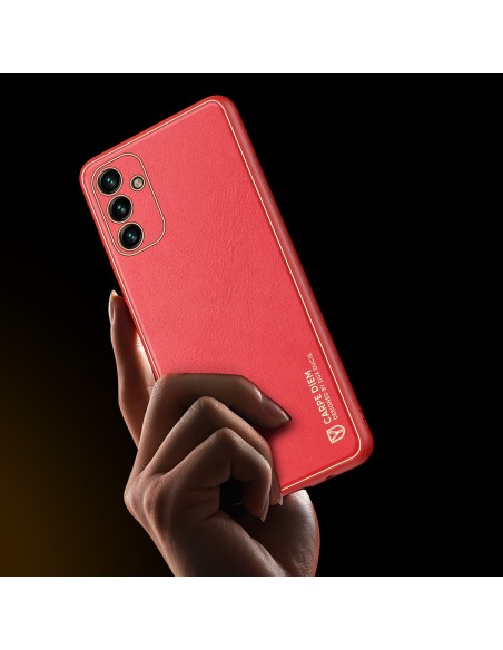 Dux Ducis Yolo elegantiškas dėklo dangtelis pagamintas iš ekologiškos odos, skirtas Samsung Galaxy A13 5G raudonai Dux Ducis Yolo elegantiškas dėklo dangtelis pagamintas iš ekologiškos odos, skirtas Samsung Galaxy A13 5G raudonai