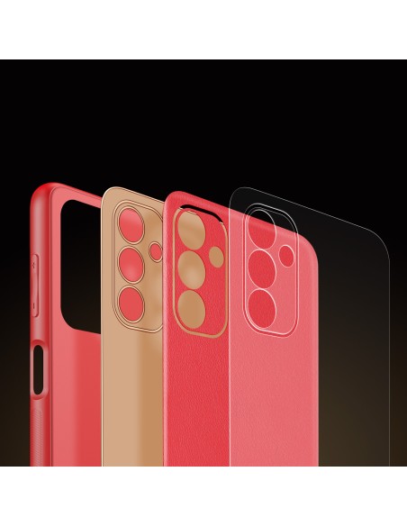 Dux Ducis Yolo elegantiškas dėklo dangtelis pagamintas iš ekologiškos odos, skirtas Samsung Galaxy A13 5G raudonai Dux Ducis Yolo elegantiškas dėklo dangtelis pagamintas iš ekologiškos odos, skirtas Samsung Galaxy A13 5G raudonai