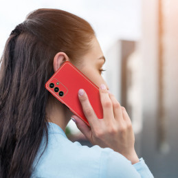 Dux Ducis Yolo elegantiškas dėklo dangtelis pagamintas iš ekologiškos odos, skirtas Samsung Galaxy A13 5G raudonai