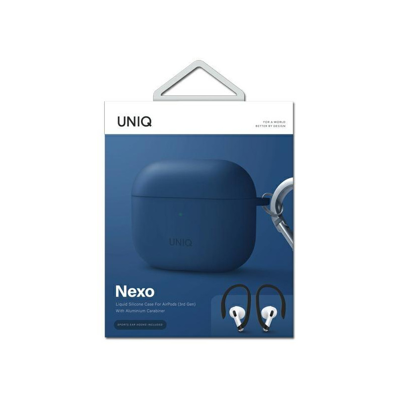 Uniq Nexo dėklas, skirtas AirPods 3 + Ear Hooks Silikoninis - mėlynas