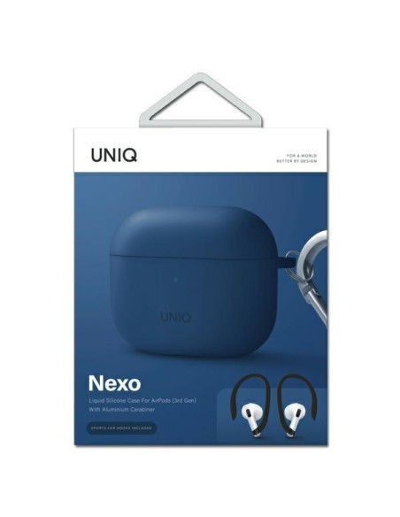 Uniq Nexo dėklas, skirtas AirPods 3 + Ear Hooks Silikoninis - mėlynas Uniq Nexo dėklas, skirtas AirPods 3 + Ear Hooks Silikoninis - mėlynas