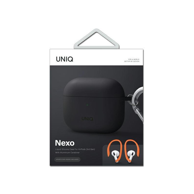 Uniq Nexo dėklas, skirtas AirPods 3 + Ear Hooks Silikoninis - pilkas