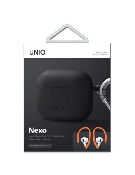 Uniq Nexo dėklas, skirtas AirPods 3 + Ear Hooks Silikoninis - pilkas Uniq Nexo dėklas, skirtas AirPods 3 + Ear Hooks Silikoninis - pilkas