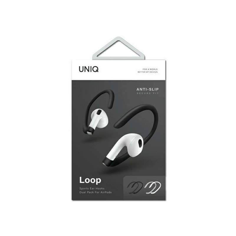 UNIQ Loop sportiniai ausų kabliukai, skirti AirPods – balti ir juodi