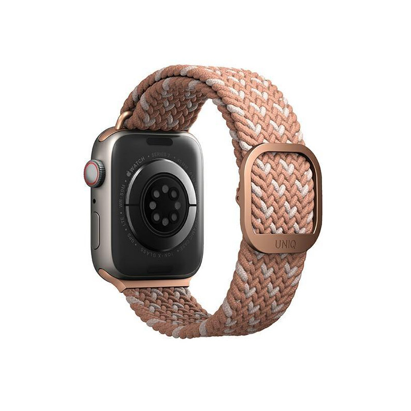 UNIQ Aspen pintas dirželis, skirtas Apple Watch 1/ 2/ 3/ 4/ 5/ 6/ 7/ 8/ SE/ SE2 40/ 38/ 41mm – rožinė