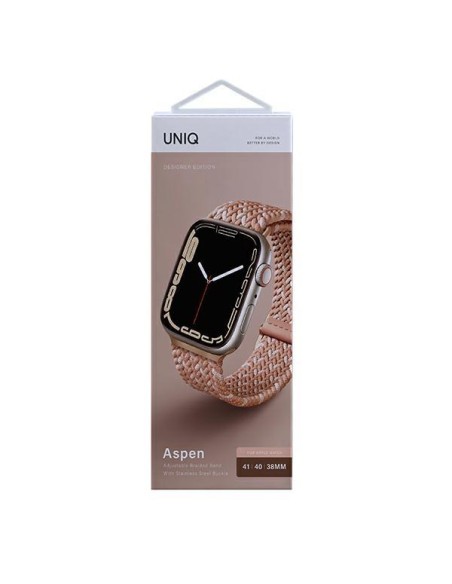 UNIQ Aspen pintas dirželis, skirtas Apple Watch 1/ 2/ 3/ 4/ 5/ 6/ 7/ 8/ SE/ SE2 40/ 38/ 41mm – rožinė UNIQ Aspen pintas dirželis, skirtas Apple Watch 1/ 2/ 3/ 4/ 5/ 6/ 7/ 8/ SE/ SE2 40/ 38/ 41mm – rožinė