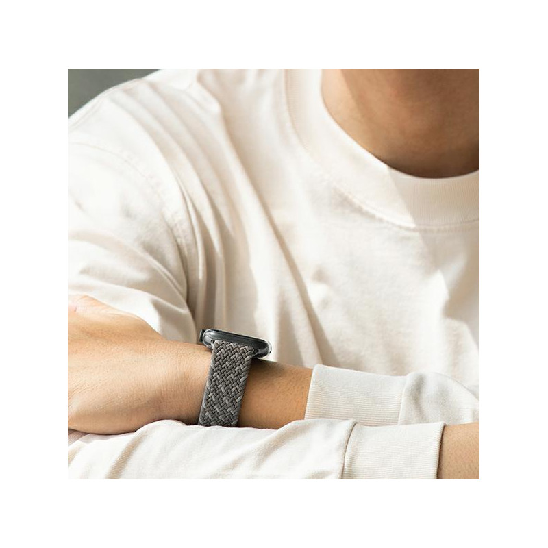 UNIQ Aspen pintas dirželis, skirtas Apple Watch 1/ 2/ 3/ 4/ 5/ 6/ 7/ 8/ SE/ SE2 44/ 42/ 45mm – pilkas