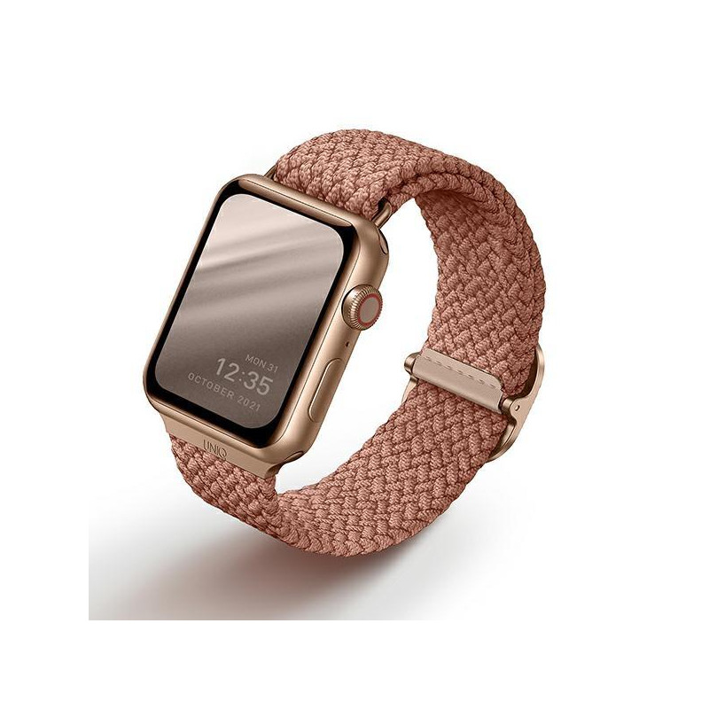UNIQ Aspen pintas dirželis, skirtas Apple Watch 1/ 2/ 3/ 4/ 5/ 6/ 7/ 8/ SE/ SE2 44/ 42/ 45mm – rožinė