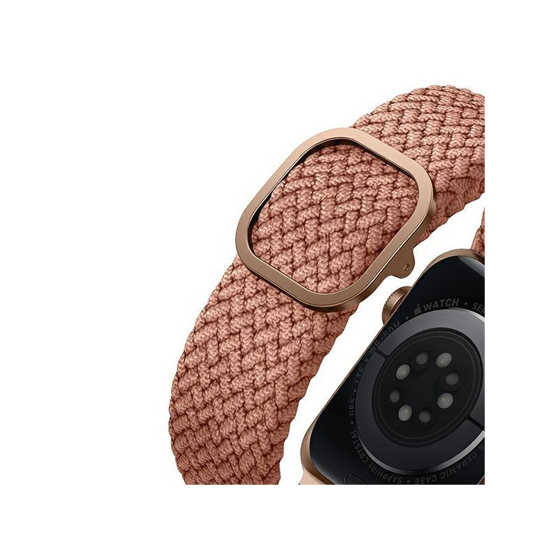 UNIQ Aspen pintas dirželis, skirtas Apple Watch 1/ 2/ 3/ 4/ 5/ 6/ 7/ 8/ SE/ SE2 44/ 42/ 45mm – rožinė