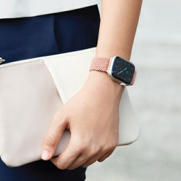 UNIQ Aspen pintas dirželis, skirtas Apple Watch 1/ 2/ 3/ 4/ 5/ 6/ 7/ 8/ SE/ SE2 44/ 42/ 45mm – rožinė