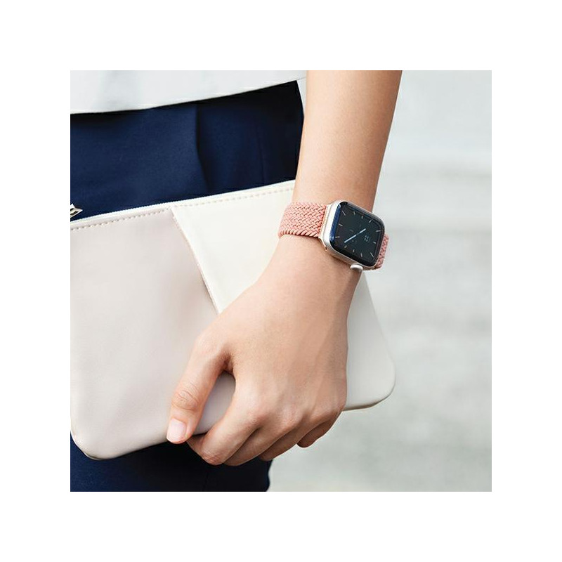 UNIQ Aspen pintas dirželis, skirtas Apple Watch 1/ 2/ 3/ 4/ 5/ 6/ 7/ 8/ SE/ SE2 44/ 42/ 45mm – rožinė