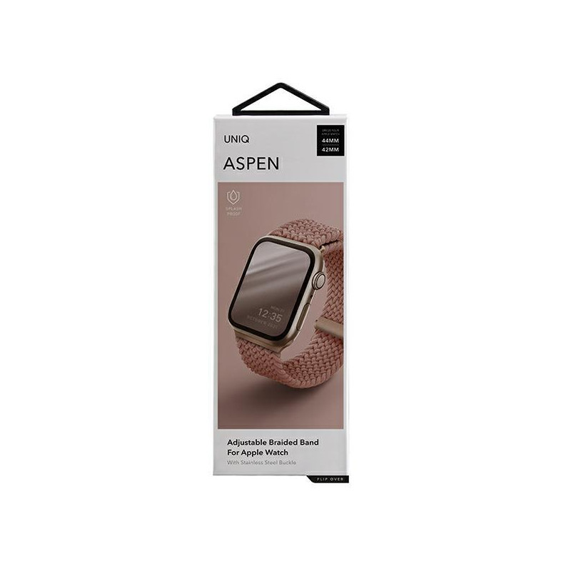 UNIQ Aspen pintas dirželis, skirtas Apple Watch 1/ 2/ 3/ 4/ 5/ 6/ 7/ 8/ SE/ SE2 44/ 42/ 45mm – rožinė