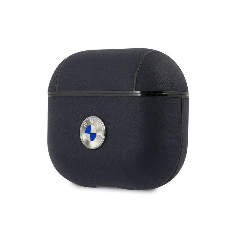 BMW tikros odos sidabrinis logotipo dėklas, skirtas AirPods 3 - tamsiai mėlynas