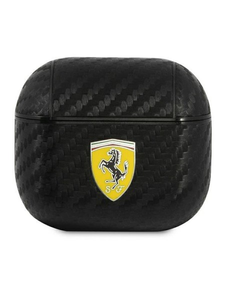 Ferrari On Track PU anglies dėklas, skirtas AirPods 3 - juodas Ferrari On Track PU anglies dėklas, skirtas AirPods 3 - juodas