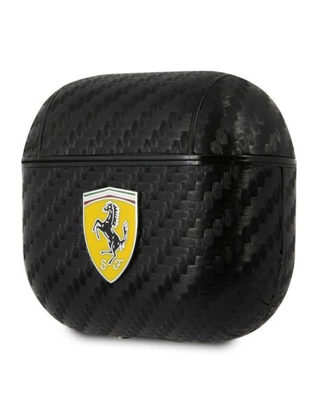 Ferrari On Track PU anglies dėklas, skirtas AirPods 3 - juodas Ferrari On Track PU anglies dėklas, skirtas AirPods 3 - juodas