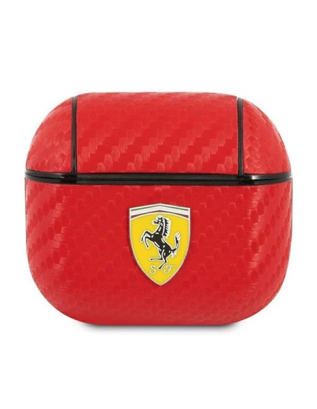 Ferrari On Track PU anglies dėklas, skirtas AirPods 3 – raudonas Ferrari On Track PU anglies dėklas, skirtas AirPods 3 – raudonas
