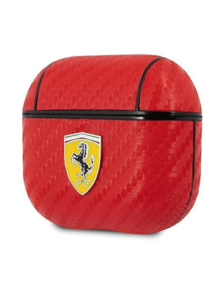 Ferrari On Track PU anglies dėklas, skirtas AirPods 3 – raudonas Ferrari On Track PU anglies dėklas, skirtas AirPods 3 – raudonas