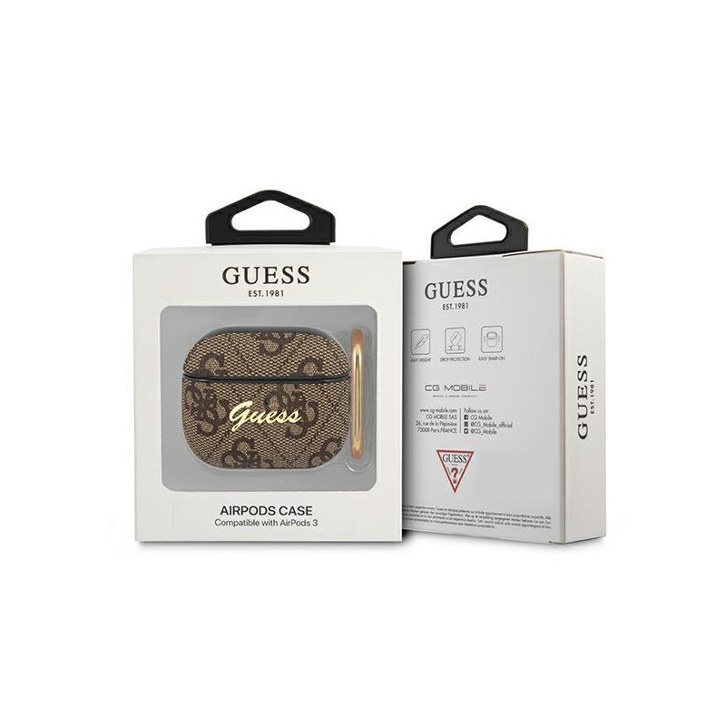 Guess GUA34GSMW AirPods 3 dangtelis rudas/ rudas 4G Script Metal Collection