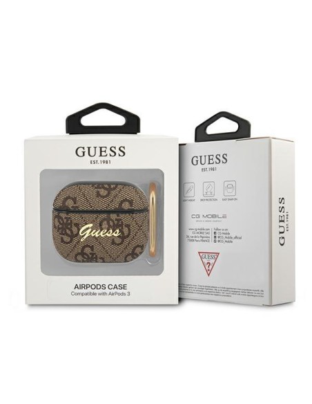 Guess GUA34GSMW AirPods 3 dangtelis rudas/ rudas 4G Script Metal Collection