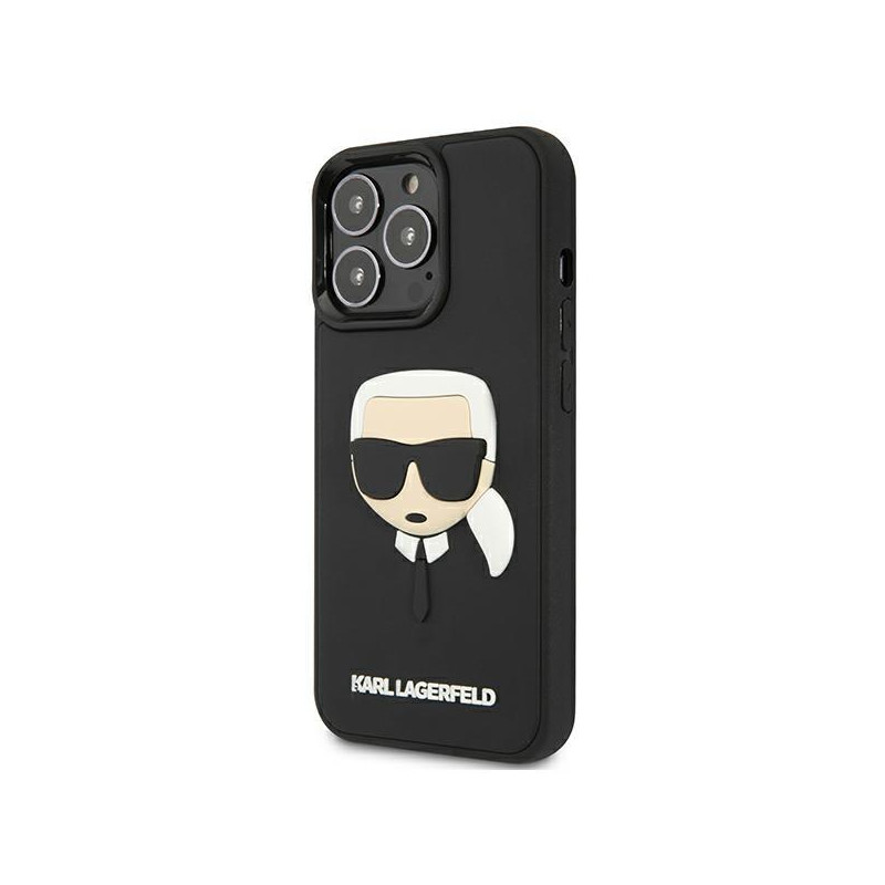 Karl Lagerfeld 3D Guminis Karl& 39 s Head dėklas, skirtas iPhone 13 Pro / iPhone 13 - juodas