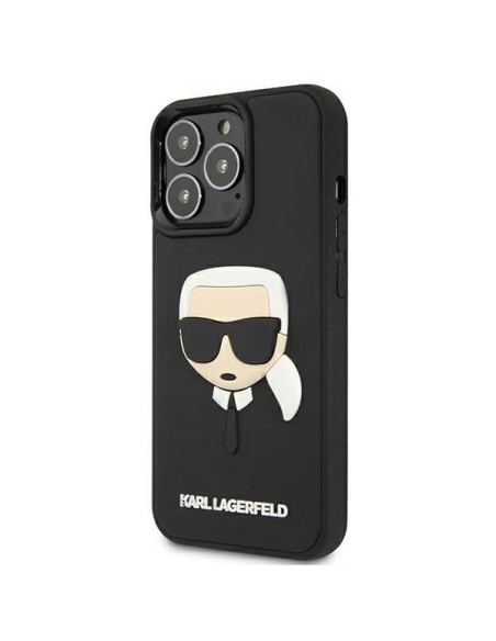 Karl Lagerfeld 3D Guminis Karl& 39 s Head dėklas, skirtas iPhone 13 Pro / iPhone 13 - juodas