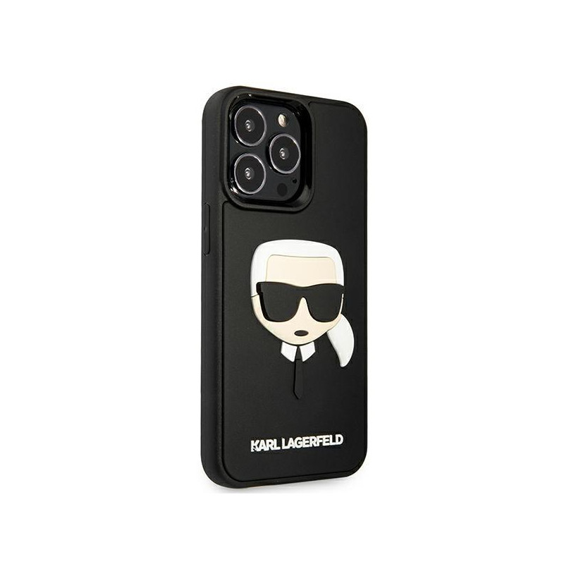 Karl Lagerfeld 3D Guminis Karl& 39 s Head dėklas, skirtas iPhone 13 Pro / iPhone 13 - juodas